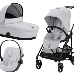 Trio Cybex Melio Carbon Fog Grey con Cloud G e Adattatori