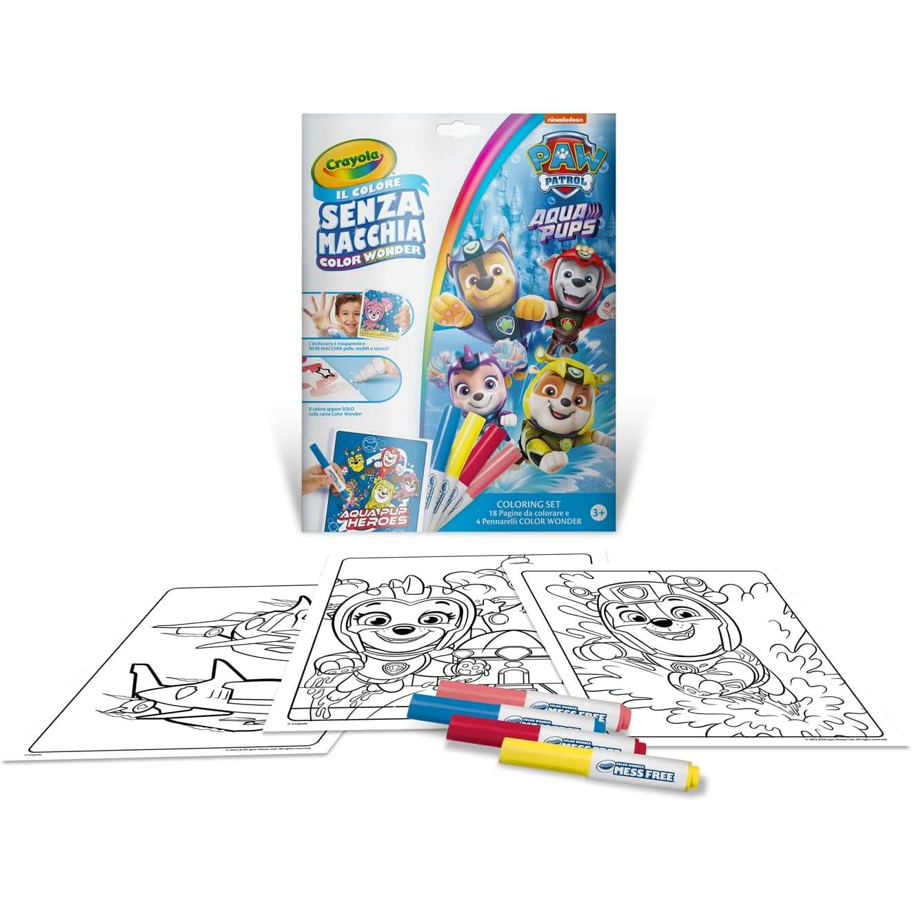 CRAYOLA – Color Wonder, Coloring Set con 18 Pagine da colorare e 4 Pennarelli Senza Macchia, Soggetto Paw Patrol, Multicolore, 75-7007