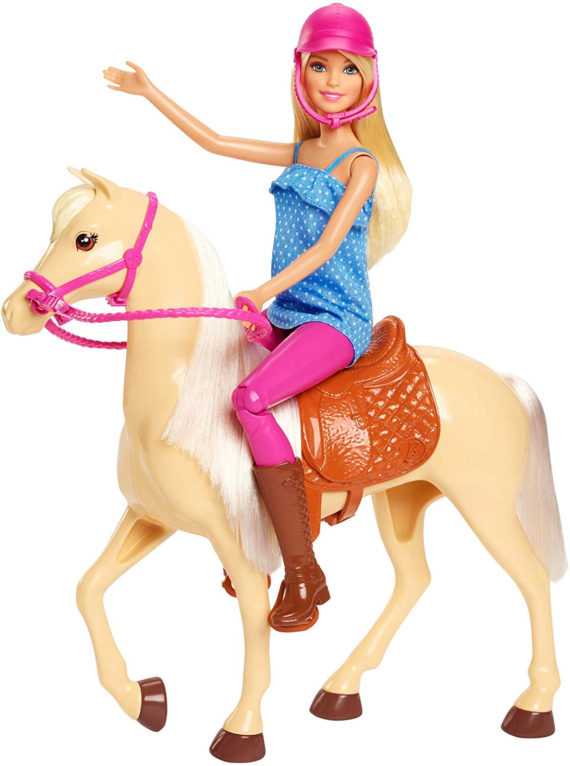 Barbie snodata bionda Bambola con cavallo con sella e briglie rimovibili - immagine 4