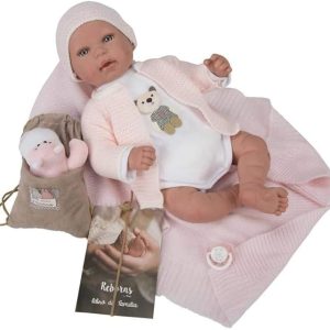 ARIAS – Reborn ARIEL con BORSINA cm.45 Bianca e ROSA MORBIDO
