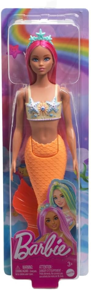 Barbie Sirena Con Capelli Rosa e Coda Arancione