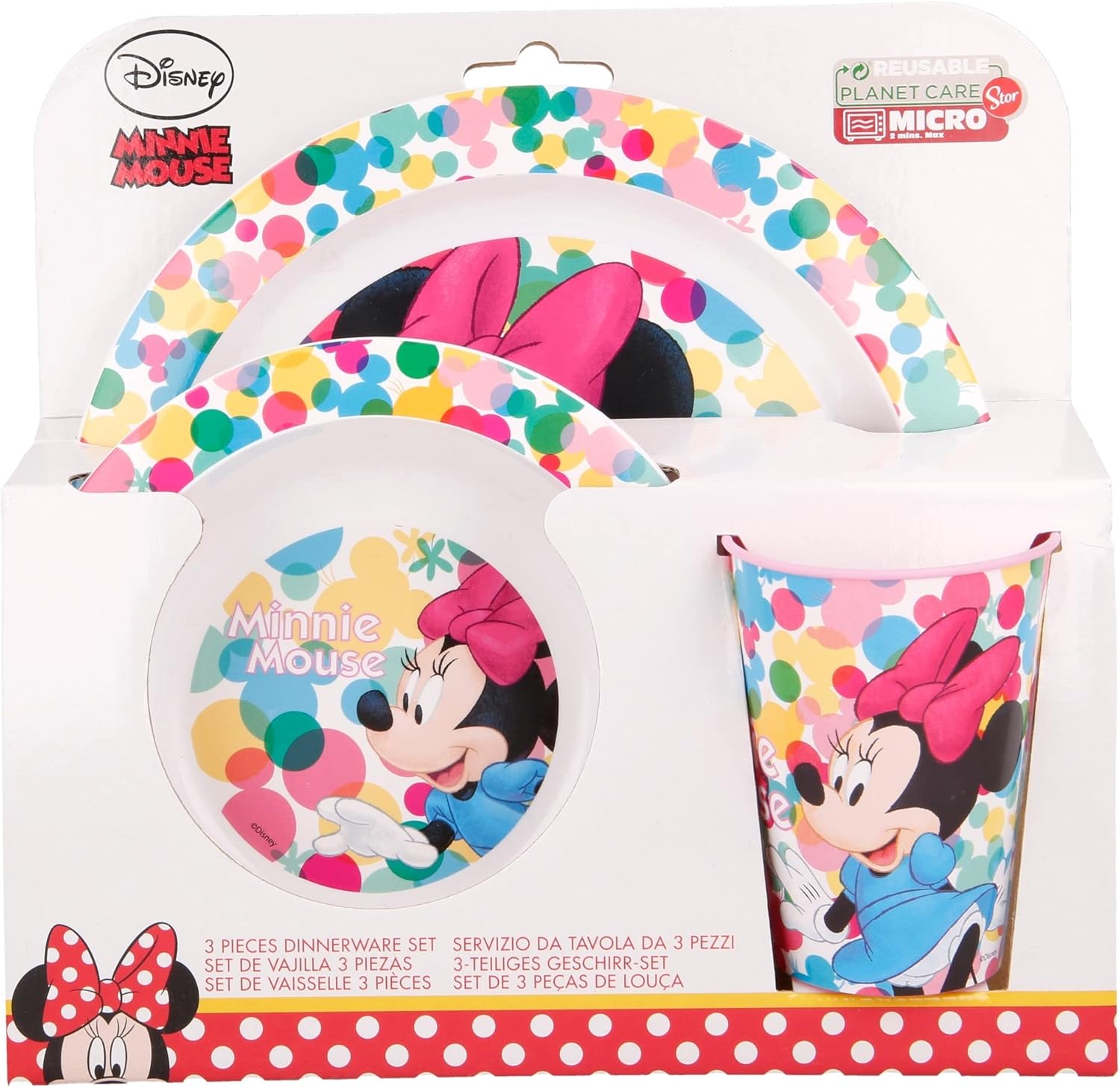 Set Micronde Minnie Piatto Ciotola e Bicchiere - immagine 2