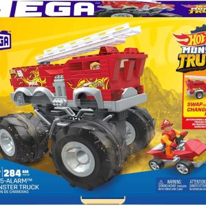 Hot Wheels Mega Bloks Monster Trucks Camion Pompieri Costruzioni con 284 Pezzi