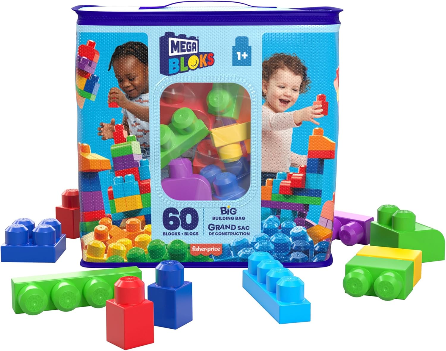 MegaBloks Sacca Eco 60 costruzioni Blu da 12 mesi FisherPrice - immagine 2