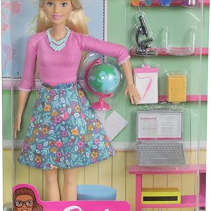 Barbie Bambola Insegnante con 10 Accessori tra cui Computer e Mappamondo Giocattolo per Bambini 3+ Anni