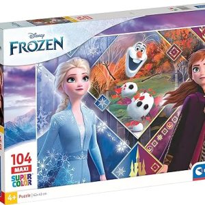 Clementoni Clementoni-23739-Supercolor Disney Frozen 2-104 maxi pezzi, puzzle bambini, Multicolore