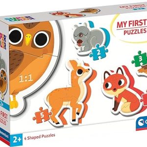 Clementoni Animals My First Puzzle-Animali del Bosco-3-6-9-12 Pezzi, Multicolore