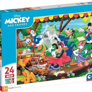 Clementoni Mickey Mouse Supercolor Disney and Friends-24 maxi pezzi-Made in Italy, puzzle bambini 3 anni+, Multicolore