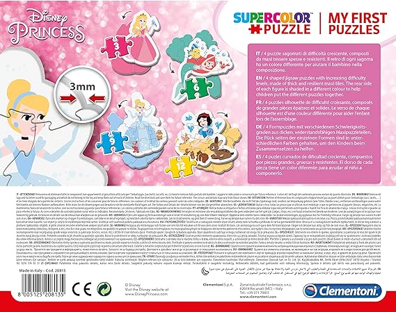Clementoni Disney Princess My First Puzzle-Princess-3-6-9-12 Pezzi, Multicolore, 20813 - immagine 3