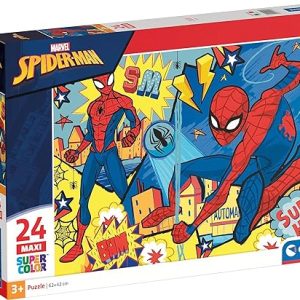 Clementoni- Puzzle Maxi Spiderman Marvel 24pzs Does Not Apply Supercolor Spiderman-24 Pezzi-Made in Italy, Bambini 3 Anni+, Multicolore