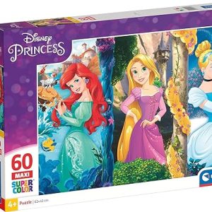 Clementoni Princess disney Supercolor Puzzle Maxi, Multicolore, 60 Pezzi