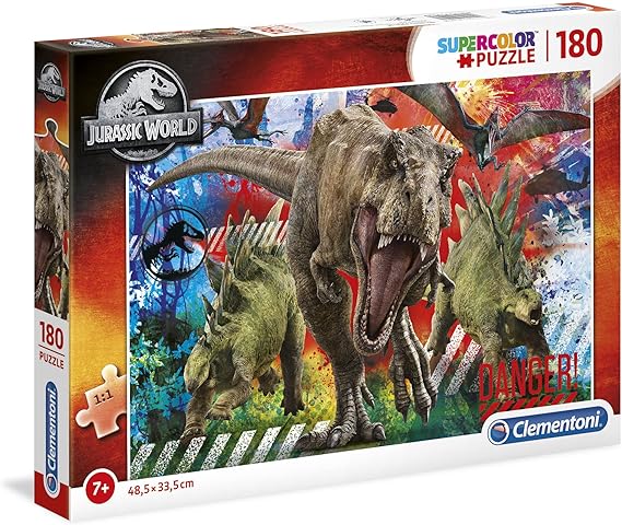 Clementoni- Puzzle Jurassic World 180pzs Park Supercolor World-180 Pezzi-Made in Italy, Bambini 7 Anni+, Multicolore
