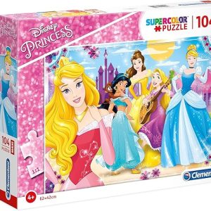 Clementoni-Le Principesse Disney & Sofia Princess Supercolor Puzzle, No Color, 104 Pezzi