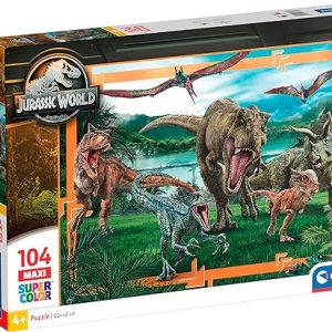 Clementoni- Jurassic World Supercolor World-104 Pezzi Bambini 4 Anni, Puzzle Cartoni Animati-Made in Italy, Multicolore