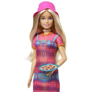 Barbie Set da viaggio in Italia Bambola Bionda Vestiti Rosa Accessori cibo Pizza e cappuccino