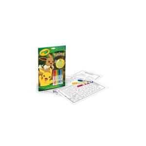 CRAYOLA – Album Attività & Coloring Pokemon, 32 Pagine da Colorare e 7 Mini Pennarelli Lavabili, 04-2746