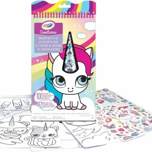 CRAYOLA – Creations, Set Fantasia Unicorno, Album con 20 Pagine da Colorare e 100 Adesivi, attività Creativa per Bambini, età 6+, 04-1174