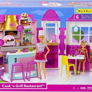 Barbie Set da gioco The Restaurant con oltre 30 accessori da cucina e 6 aree giochi il Ristorante