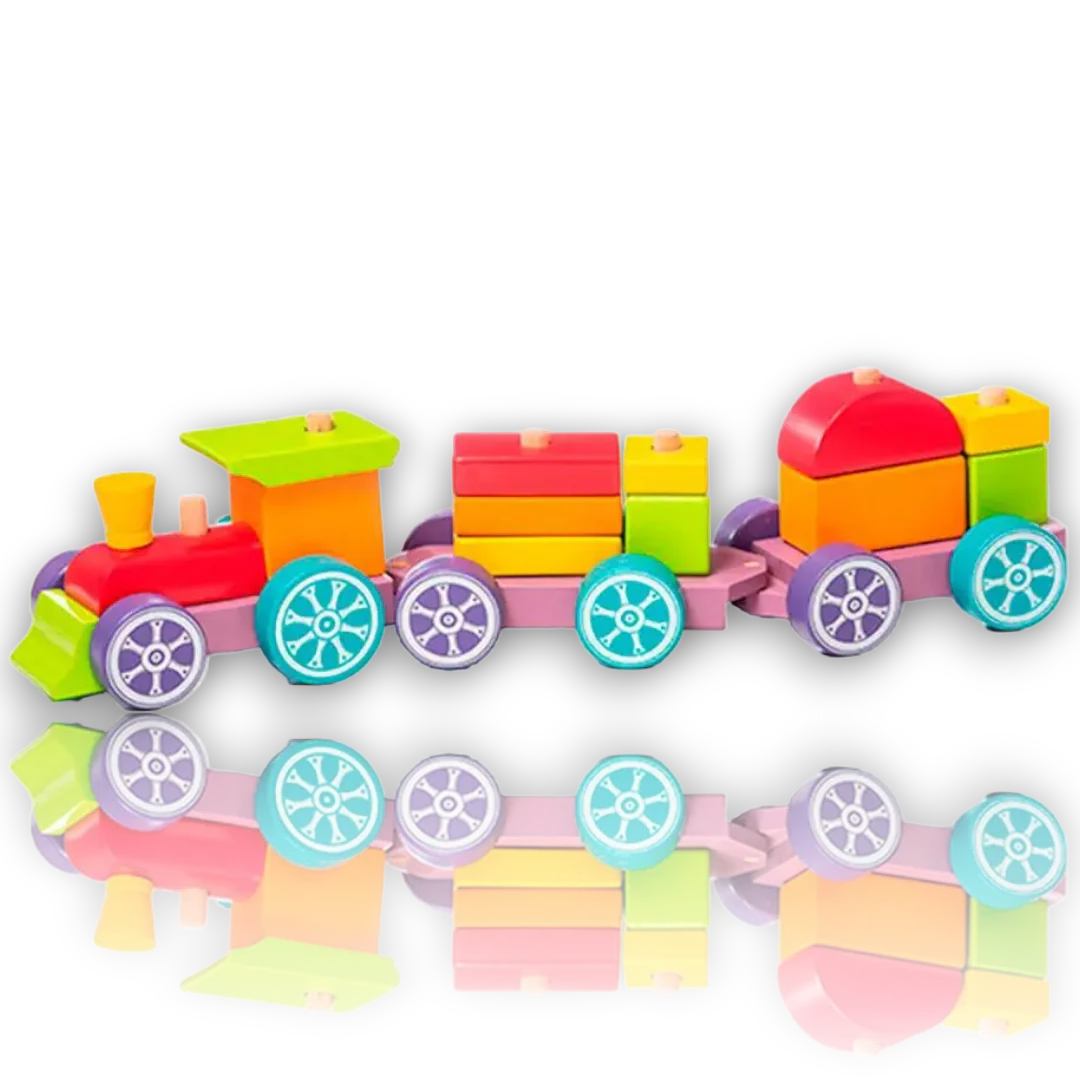 Cubika Treno di blocchi di legno Rainbow Express 15 pezzi - immagine 3